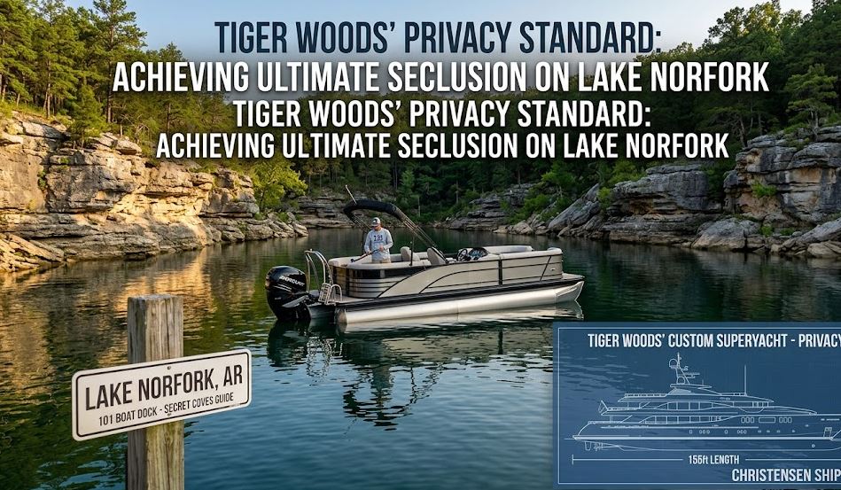 A vertically split-screen photograph. The left side, under slightly murkier water and cooler light, shows a close-up of a generic boat engine prop with a small dent. A generic hat has illegible branding.