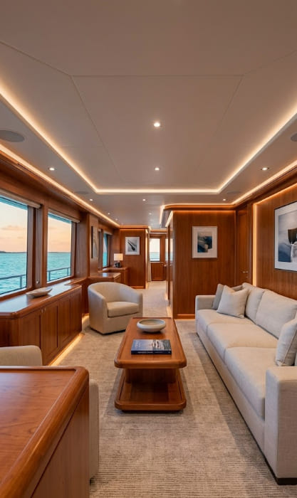 tiger-woods-yacht-privacy-main-salon-cherry-wood-interior